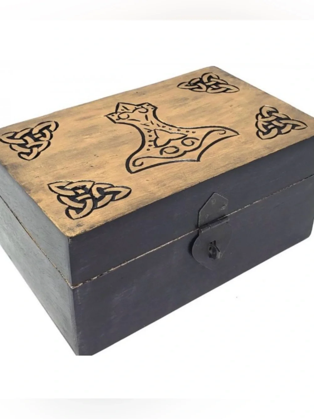 Norse Thors Hammer Tarot Box Viking Pagan Altar Keepsake Chest